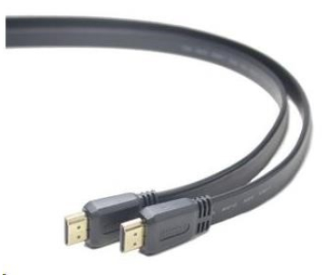 PREMIUMCORD HDMI High Speed + Ethernet plochý kabel, zlacené konektory, 5m