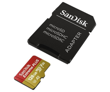 SanDisk micro SDXC karta 128GB Extreme PLUS (200 MB/s Class 10, UHS-I U3 V30) + adaptér