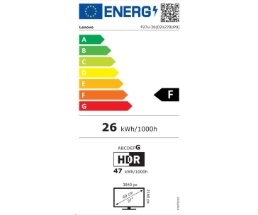 LENOVO LCD P27u-20 - 27",IPS,matný,16:9,3840x2160,178/178,4ms,400cd/m2,1000:1,HDMI,DP,Thunderbolt4,USB Hub,VESA,Pivot