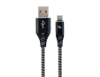 GEMBIRD Kabel USB 2.0 AM na Type-C kabel (AM/CM), 2m, opletený, černo-bílý, blister, PREMIUM QUALITY