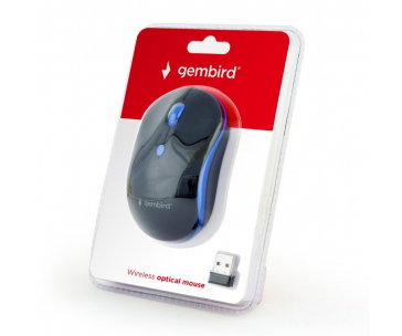 GEMBIRD myš MUSW-4B-03-B, černo-modrá, bezdrátová, USB nano receiver