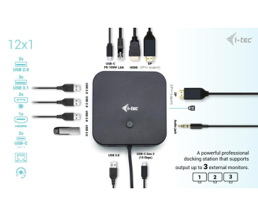 i-tec USB-C HDMI + Dual DP Docking Station + Power Delivery 100 W