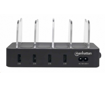 MANHATTAN USB nabíjecí stanice, 4-Port USB Charging Station, USB-A, černá