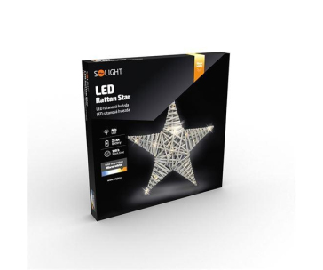 Solight LED ratanová hvězda, 40x LED, 2xAA, 40cm