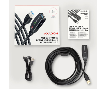 AXAGON ADR-305, USB 3.2 Gen 1 A-M -> A-F aktivní prodlužovací / repeater kabel, 5m