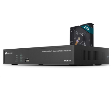 TP-Link VIGI NVR1004H-4P-2TB, videorekordér, 4 channels, 4xPoE, 1xSATA, 1x100Mb/s LAN, 2xUSB2.0, 1xHDMI,1xVGA