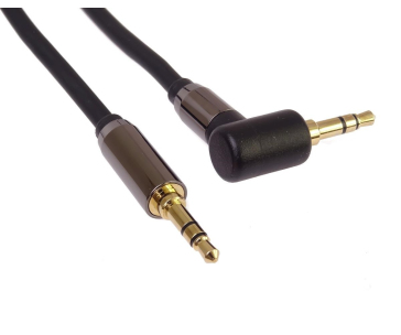 PremiumCord HQ stíněný kabel stereo Jack 3.5mm - Jack 3.5mm zahnutý 90°, 1,5m