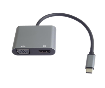 PremiumCord MST adaptér USB-C na HDMI + VGA, rozlišení 4K a FULL HD 1080p