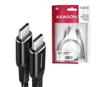 AXAGON BUCM-CM10AB, HQ kabel USB-C <-> USB-C, 1m, USB 2.0, PD 60W 3A, ALU, oplet, černý