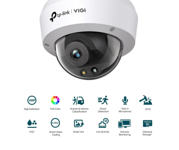 TP-Link VIGI C250(2.8mm), 5MP, Dome, PoE, IR 30m, Micro SD card