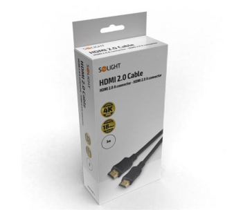 Solight HDMI kabel s Ethernetem, HDMI 2.0 A konektor - HDMI 2.0 A konektor, blistr, 3m