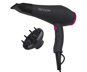 Revlon Smooth Brilliance RVDR5251E fén na vlasy, 2000 W, 2 rychlosti, 3 teploty, 2 nástavce, černý