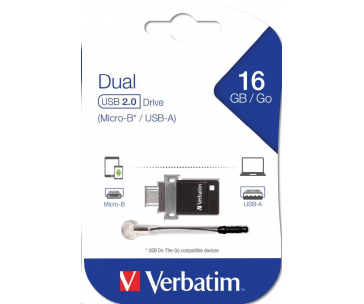 VERBATIM Dual USB Drive 16 GB - OTG/USB 2.0 for Smarphones & Tablets