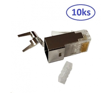 Konektor STP RJ45 (8p8c), Cat6A, 50µm, skládaný, drát - 10 ks