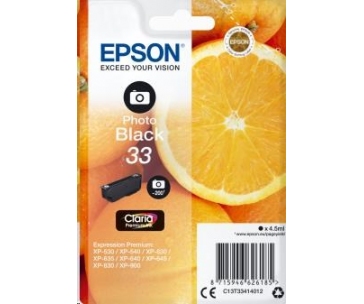 EPSON ink čer Singlepack "Pomeranč" Photo Black 33 Claria Premium Ink