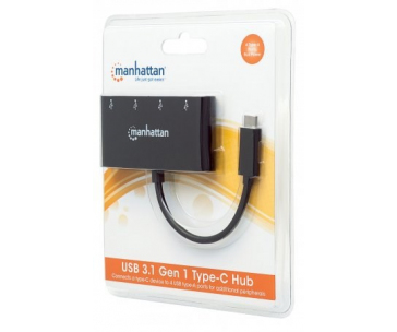 MANHATTAN USB 3.1 Gen 1 Type-C Hub, 4 Type-A Ports, Bus Power