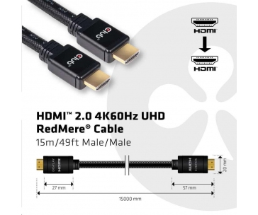 Club3D Kabel HDMI 2.0 aktivní, High Speed 4K UHD, Redmere (M/M), 15m, 28 AWG