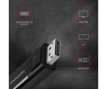 AXAGON RVC-DPC, USB-C -> DisplayPort redukce / kabel 1.8m, 4K/60Hz