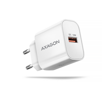 AXAGON ACU-QC18W, nabíječka do sítě 18W, 1x port USB-A, QC3.0/AFC/Apple, bílá