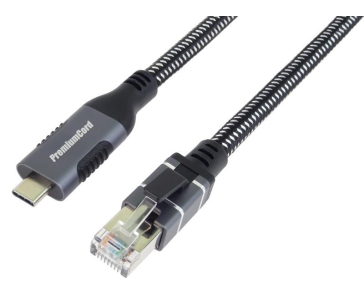 PremiumCord Ethernetový kabel USB-C na LAN RJ45 10/100/1000, 1m