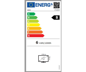 ASUS LCD dotekový 15.6" VT168HR Touch 1366x768 220cd lesklý, HDMI 10-point multi-touch, USB, WLED/TN VESA 75x7