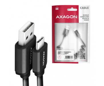 AXAGON BUCM-AM10TB, TWISTER kabel USB-C <-> USB-A, 0.6m, USB 2.0, 3A, ALU, tpe, černý