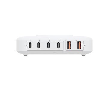 3mk síťová nabíječka - Hyper Charger PowerMax 100W, GaN 4x USB-C (PD) / 2x USB, bílá