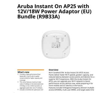 HPE Networking Instant On AP27 (EU) Dual Radio 2x2 Wi-Fi 6 Outdoor AP Bundle with PS (Includes 30W PoE midspan injector