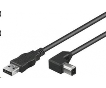 PREMIUMCORD Kabel USB 2.0 A-B propojovací 0.5m - zahnutý B konektor 90°