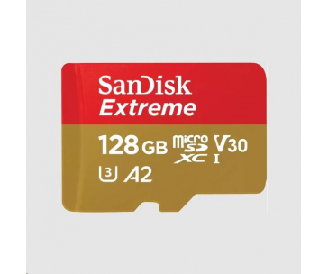 SanDisk micro SDXC karta 128GB Extreme (190 MB/s Class 10, UHS-I U3 V30) + adaptér