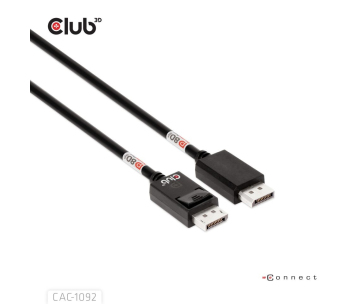 Club3D Kabel DisplayPort 2.1 na DisplayPort 2.1, DP80, 4K120Hz/10K60Hz (M/M), 1.6m, černá