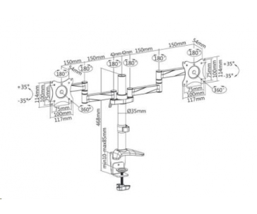 Polohovatelný stolní držák na 2 monitory Fiber Mounts M71C4
