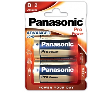 PANASONIC Alkalické baterie Pro Power LR20PPG/2BP D 1,5V (Blistr 2ks)