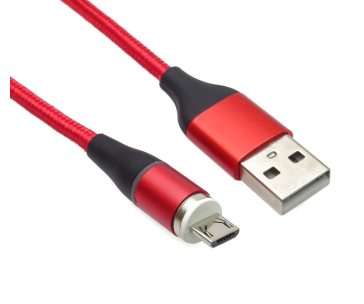 PremiumCord Magnetický micro USB a USB-C nabíjecí a datový kabel, 1m, červená