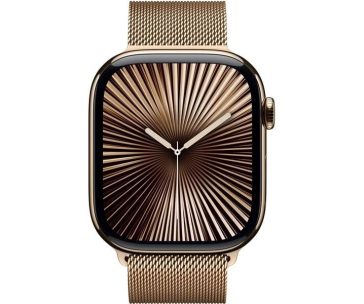 Apple Watch Series 10 GPS + Cellular 46mm Gold Titanium Case with Gold Milanese Loop - S/M