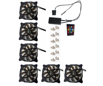 EUROCASE ventilátor RGB 120mm (spot Led), set 6ks + controller