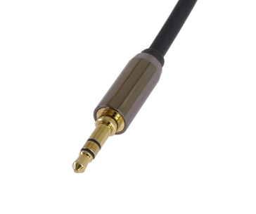 PremiumCord HQ stíněný kabel stereo Jack 3.5mm - Jack 3.5mm zahnutý 90°, 5m