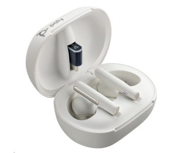 Poly Voyager Free 60+ bluetooth headset, BT700 USB-C adaptér, dotykové nabíjecí pouzdro, bílá