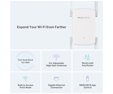 MERCUSYS ME50G WiFi5 Extender/Repeater (AC1900,2,4GHz/5GHz,1xGbELAN)