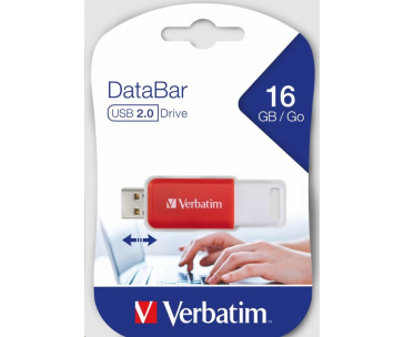 VERBATIM Flash Disk 16GB DataBar USB 2.0 Drive, červená