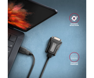 AXAGON ADS-1PQN, USB-A 2.0 - sériový RS-232 DB9-M FTDI adaptér / kabel 1.5m