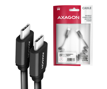 AXAGON BUCM-CM20TB, TWISTER kabel USB-C <-> USB-C, 1.1m, USB 2.0, PD 60W 3A, ALU, tpe, černý