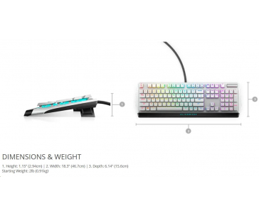 DELL Alienware  510K Low-profile RGB Mechanical Gaming Keyboard - AW510K (Lunar Light)