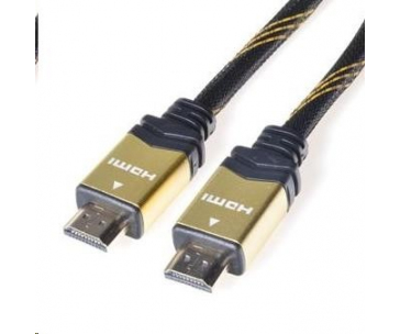 PREMIUMCORD Gold HDMI High Speed + Ethernet kabel (v1.4), opletený, zlacené konektory, 1m