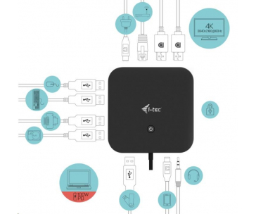 i-tec USB-C Dual Display Docking Station, Power Delivery 100W + Universal Charger 112W