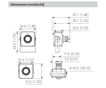 Dahua IPC-HUM4431S-L5-0280B, IP kamera, 4Mpx, pinhole, 1/3" CMOS, objektiv 2,8 mm