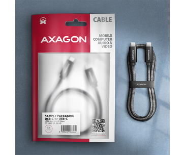 AXAGON BUCM432-CM10AB, NewGEN+ kabel USB-C <-> USB-C, 1m, USB4 Gen 3×2, PD 100W 5A, 8K HD, ALU, oplet, černý