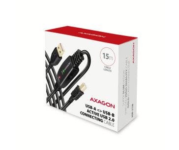 AXAGON ADR-215B, USB 2.0 A-M -> B-M aktivní propojovací / repeater kabel, 15m