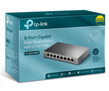 TP-Link Easy Smart switch TL-SG108PE (8xGbE, 4xPoE+, 64W, fanless)