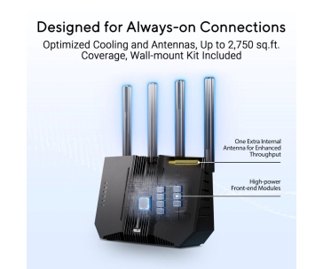 ASUS Router RT-BE92U, WiFi7 Router, AiMesh, 2x WAN, 3x LAN, 1x USB 3.2